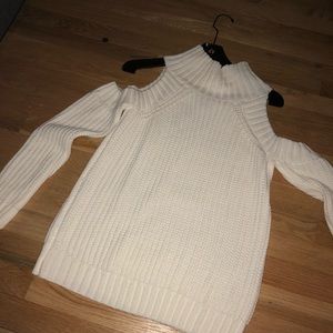 Knit cold shoulder sweater